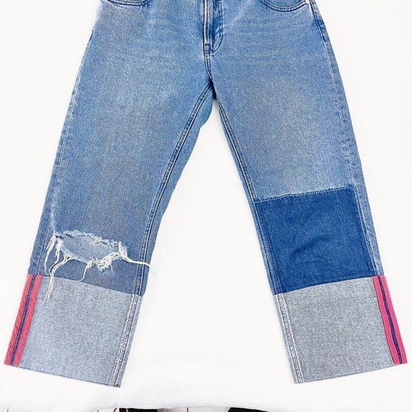 Asos Denim Striped Cuff Accent Cropped Denim Jeans 28 x30 - Picture 4 of 9